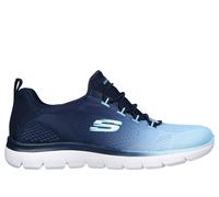 Skechers Femme Summits Bright Charmer Baskets, Bordure en Maille Bleu Marine Clair, 37.5 EU