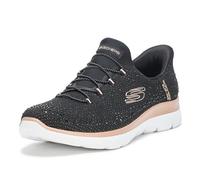 Skechers Summits-Brilliant Shine Baskets à Enfiler Mains Libres pour Femme, Noir/Or Rose = bkrg, 39.5 EU