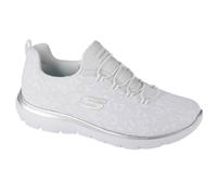 Skechers Summits Leopard Spot Baskets pour Femme, Bordure argentée en Maille Blanche, 8 UK