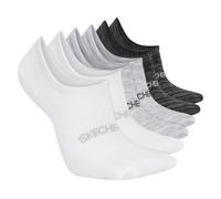Skechers Super Soft No Show Liner Chaussettes - 6 Pack en Blanc/Noir, Pointure Moyen