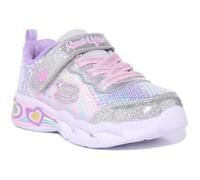 Skechers Sweetheart Lights-Let's Shine Baskets enfilées lumineuses pour bébé en argent multi (Argent Multi, 22) 22
