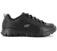 Skechers Synergie Elite Status Femmes Baskets Sneaker Cuir Noir Memory Foam Neuf