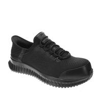 Skechers Tilido Fletchit Slip ins Chaussures à enfiler mains libres pour homme à embout de sécurité composite, Noir/Rouge, 9 Wide