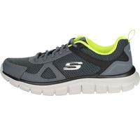 Skechers Track, baskets en cuir et mesh pour hommes, chaussures de sport en gris, semelle intérieure en mousse à mémoire de forme, semelle extérieure souple Skechers