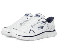Skechers Track Ezral Chaussures à enfiler mains libres pour homme, Blanc/bleu marine, 9