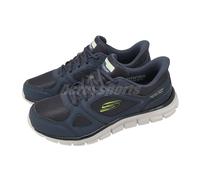 Skechers Track-Ezral Wide Slip-Ins Navy Lime Men Casual Shoes 233039-WNVLM