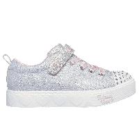 Skechers Twinkle Toes: Heart Steps - Shimmer Sweetie Chaussures Moyen Width en Gris/Rose, Pointure 28.5