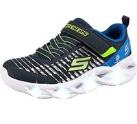 Skechers Twisty Brights Basket, Textile Bleu Marine Vert Citron Bordure argentée, 32 EU
