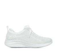 Skechers Femme Ultra Flex 3.0 Let's Dance Basket, Bordure argentée tricotée Blanche, 39 EU