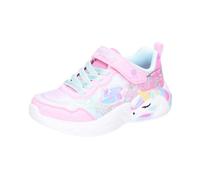Skechers Baskets Fille – mesh pailleté rose, garniture turquoise
