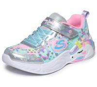 Skechers Unicorn Dreams Heart Sparkles Baskets pour Fille, Maille Scintillante argentée/Bordure Multiple, Taille 45
