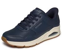 Skechers UNO Banksia Luxe Trainer pour Homme, Maille Duraleather Bleu Marine, 43 EU