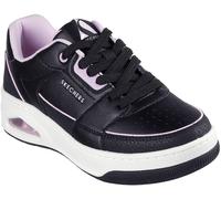 Skechers Femme Uno Court ONU Cour, Cuir Noir, Garniture en Cuir Rose Duraleather, 37.5 EU
