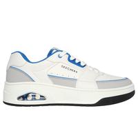 Skechers Homme Uno Court Baskets, Cuir Duraleather Blanc et Gris Bleu M, 47.5 EU