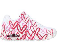 Skechers Uno Graffiti Love Heart Design Womens Trainers Blanc/Rouge 3 (36) Female