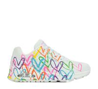 Skechers Femme Uno Highlight Love Basket, Cuir Duraleather Blanc et Imprimé C Urs Multiples, 37 EU