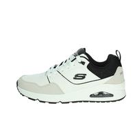 Skechers Baskets Uno Retro One pour Homme, Cuir Blanc Duraleather Maille Noire, 42.5 EU