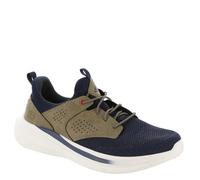 Skechers USA Men's Men's Slade-Breyer 210892 Knitted Mesh Bungee Lace W/Quarter Cage Slip on, Navy/Tan, 9