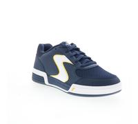 Skechers Homme Viper Court Classic Basket, Navy Leather/Synthetic/Textile/Yellow Trim, 44 EU