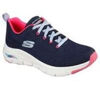 Skechers Femme Arch Fit Comfy Wave Baskets, Navy Knit/Hot Pink Trim, 37.5 EU