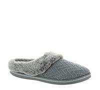Skechers Women's Cozy Campfire Home Essential Slipper, Grey Sweater Knit Faux Fur, 41 EU