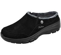 Skechers Women's Easy Going - Latte - Twin Gore Slip-On Open Back Mule, Black/Grey, 11 M US