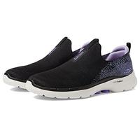 Skechers Women's Go Walk 6-Glimmering Sneaker, Noir/Lavande, 38.5 EU