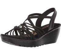 Skechers Women's Parallel-Crossed Wires-Multi Gore Slingback Sandal Wedge, Noir, 37 EU