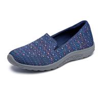 Skechers Women's Reggae Fest-Wicker-Engineered Knit Twin Gore Slip on (Willows) Loafer Flat, Navy, 10 M US