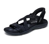 Skechers Women's Reggae Slim-Summer Sparkle Sandal, Black/Black, 10