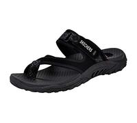 Skechers Women's Reggae Trailway Flip Flop, Black/White, 9 M US