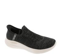 Skechers Baskets Femme Relaxed Fit Sport – Maille noire, liseré rose clair – 38,5 EU