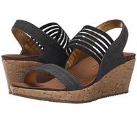 Skechers Femme Rumbers-Sci FI Sandale cale, Noir, 39 EU Large