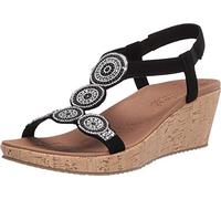 Skechers Women's Slingback Wedge Sandal, Black, 6.5 B (M)