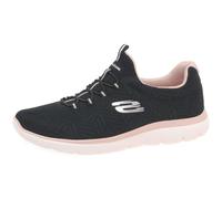 Skechers Femme Summits Lite Basket, Black Mesh Light Pink Trim, 36.5 EU