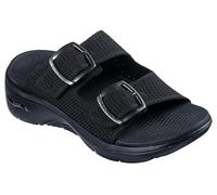Skechers Women's Two Band Slide Sandal, Black/Black, 11