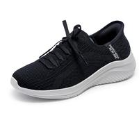 Skechers Women's Ultra Flex 3.0 Brilliant Path Sneaker, Bordure Blanche en Tricot Noir., 37.5 EU