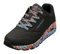 Skechers Uno Ravaged LoveSneaker pour Femme, Garniture Multicolore en Cuir dura Noir, 37 EU