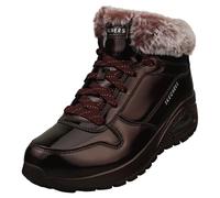 Skechers Bottine femme Uno Rugged Fiesty Winter – Bordeaux verni Duraleather, fausse fourrure, 40 EU