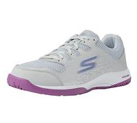 Skechers Women's Viper Court Pickleball Trainers, Grey Synthetic Mesh Purple Trim, 35 EU