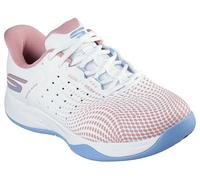 Skechers Women's Viper Court Reload Sneaker, White Synthetic Textile Blue Trim, 39.5 EU