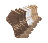 Skechers Work Collection Quarter Crew Lot de 8 paires de chaussettes de ventilation en maille pour homme Café/blanc/kaki Taille 10-13
