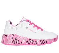 Skechers x JGoldcrown: UNO Lite - Lovely Luv Chaussures Moyen Width en Blanc/Rose Fluo, Pointure 37.5