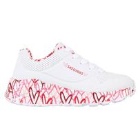 Skechers x JGoldcrown: UNO Lite - Lovely Luv Chaussures Moyen Width en White/Red/Pink, Pointure 38