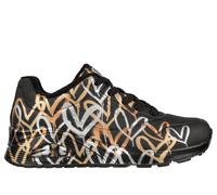 Skechers x JGoldcrown: UNO - Metallic Love Chaussures Moyen Width en Noir/Doré, Pointure 41