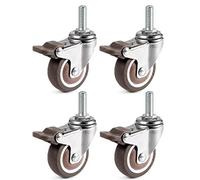 Skelang 4 Pcs Roue pivotante, 25mm roulettes pour meubles à tige en M6 × 15mm, roulettes pivotantes avec frein, pour chariots, chariot, lit bébé, meuble, capacité de chargement 15kg par roue