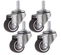 Skelang 4 Pcs Roue pivotante, roulettes pour meubles à tige 25mm en M6 × 15, roulettes pivotantes en caoutchouc, pourchariots, chariot, lit bébé, meuble, table, capacité de chargement 15kg par roue