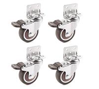Skelang 4 Pcs Roulettes pour meubles L, roue pivotante 50mm, roulette pivotante avec frein, pour lit de bébé, armoire, meubles, table, capacité de chargement 27kg par roue