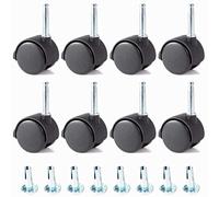 Skelang 8 Pcs Roulettes pivotantes à tige 40 mm, roulette double avec frein, roulettes en nylon pour armoires en bois et petites chariot, capacité de charge 15 kg par roulette