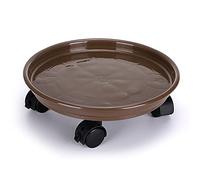 Skelang Chariot à Roulettes pour Plantes 30cm, Chariot pour Pot de Fleurs avec Roues à Frein, Rouleau en Plastique pour Pot de Jardin Lourd, Support pour Pot de Fleurs, Capacité de Charge 56kg (Marron